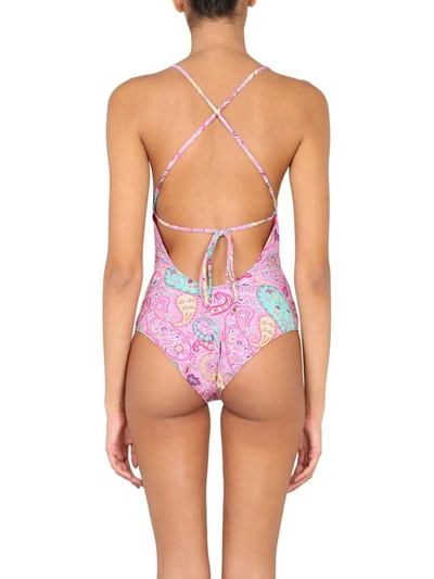 Shop Etro Floral Paisley Print One Piece Swimsuit In Pink