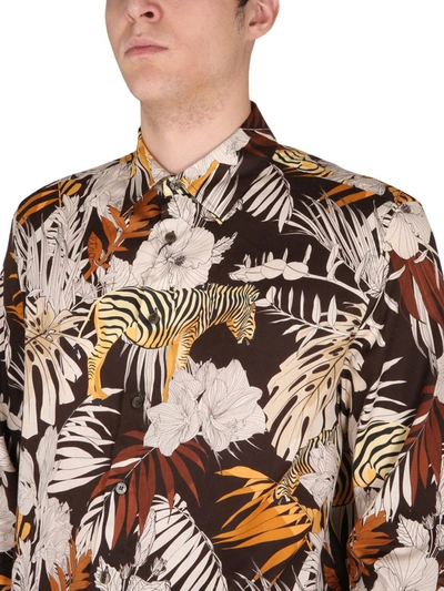 Shop Etro Foliage And Zebra Print Shirt In Brown
