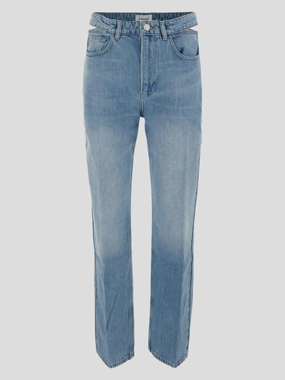 Shop Frame Le High N' Tight Cut Out Jeans In <p> Jeans In Light Blue Denim Cotton With Waistband Cut-outs