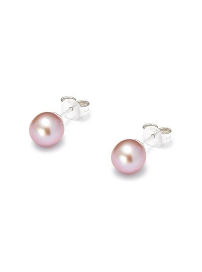 Shop Hatton Labs Freshwater Pink Pearl Stud Earrings In Sterling Silver Woman