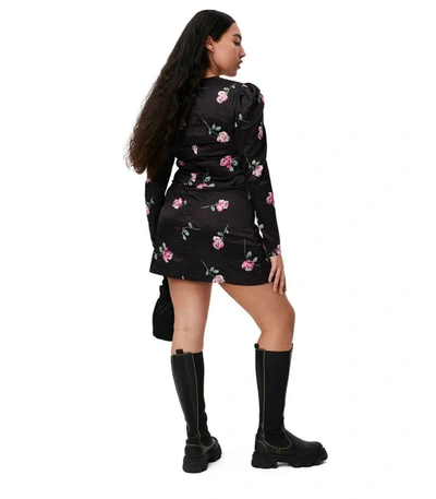 Shop Ganni Black Floral Mini Dress