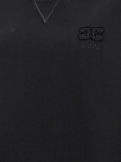 Shop Ganni Logo Embroidered Sweatshirt In Black