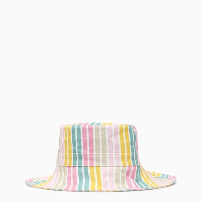 Shop Ganni Striped Hat In Multicolor