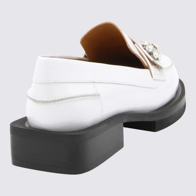 Shop Ganni White Egret Leather Jewel Loafers