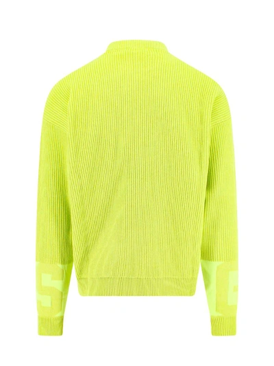 Gcds Cotton Sweater With Embroidered Logo In Green