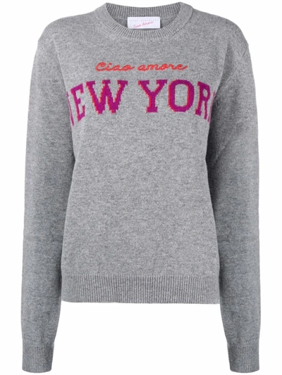 Giada Benincasa Logo Embroidered Ribbed Sweater In Grey