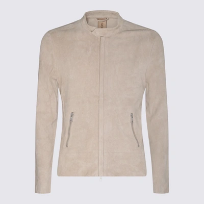 Shop Giorgio Brato Chalk White Leather Jacket In <p>chalk White Leather Jacket From  Featuring Classic Collar, Front Zip Fastening, Long