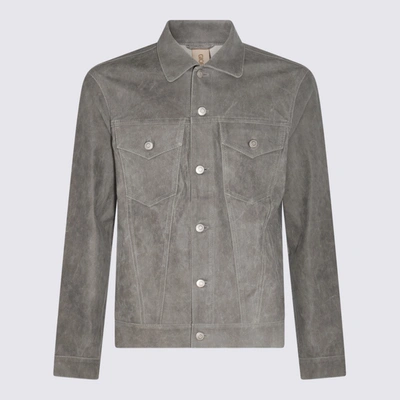 Shop Giorgio Brato Grey Leather Jacket In <p>grey Leather Jacket From  Featuring Classic Collar, Front Button Fastening, Silver-t