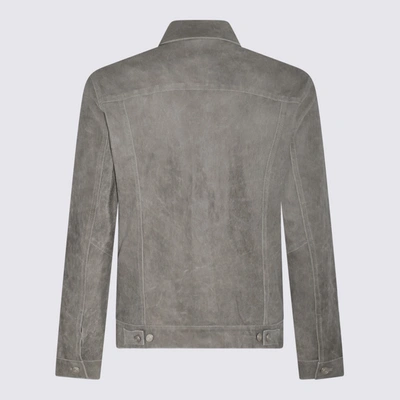 Shop Giorgio Brato Grey Leather Jacket In <p>grey Leather Jacket From  Featuring Classic Collar, Front Button Fastening, Silver-t