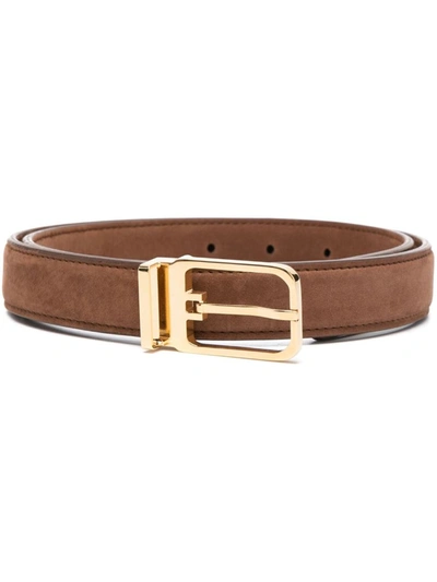 Shop Giuliva Heritage Slim Leather Belt. Accessories In Brown