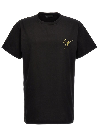 Shop Giuseppe Zanotti Embroidered Logo T-shirt In Black