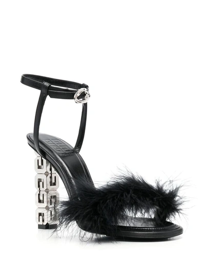 Shop Givenchy G Cube Feathered Sandals In Black
