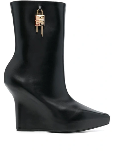 Shop Givenchy G Lock Leather Boots In Black