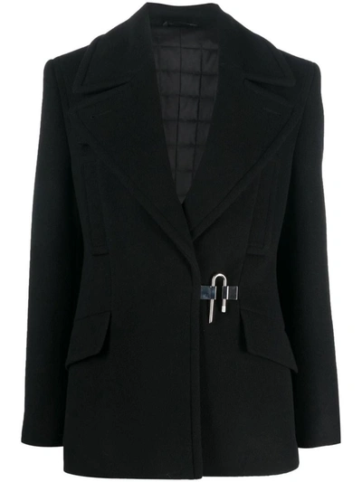 Shop Givenchy U-lock Wool Peacoat In Black