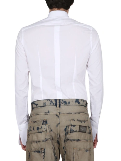 Shop Dolce & Gabbana Gold Tuxedo Shirt In White