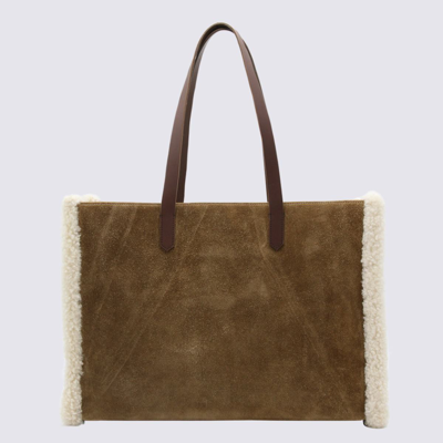 Shop Golden Goose Beige Leather Tote  Bag