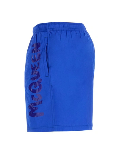 Shop Alexander Mcqueen Graffiti Logo Swimsuit In Blue