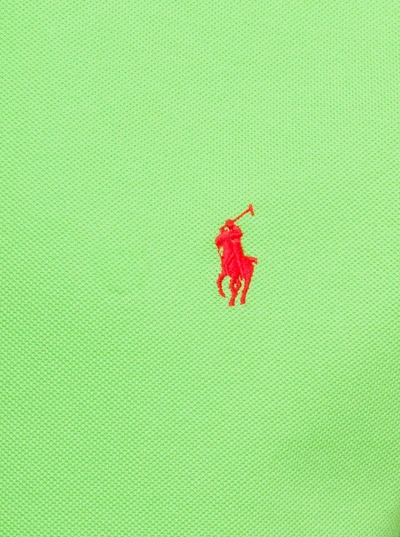 Shop Polo Ralph Lauren Green Polo Shirt With Logo Embroidery In Cotton Piquet Man