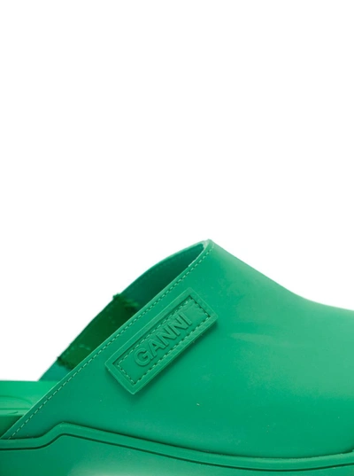 Shop Ganni Green Recycled Rubber Mules  Woman