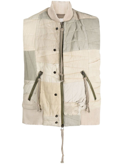 Shop Greg Lauren Utility Quilted Vest In Beige