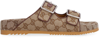 Shop Gucci Gg Supreme Fabric Slides In Brown