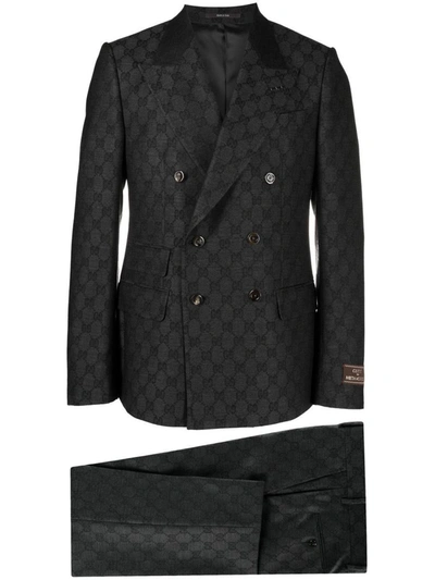 Shop Gucci Gg Wool Suit In Grey