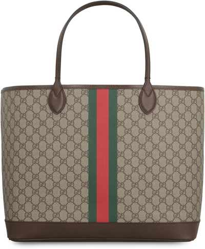 Shop Gucci Ophidia Tote Bag In Brown