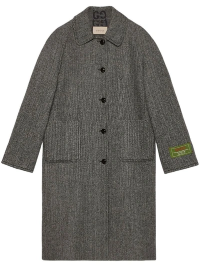Shop Gucci Reverible Wool Coat In Grey