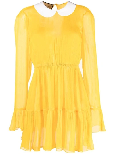 Shop Gucci Silk Blend Mini Dress In Yellow