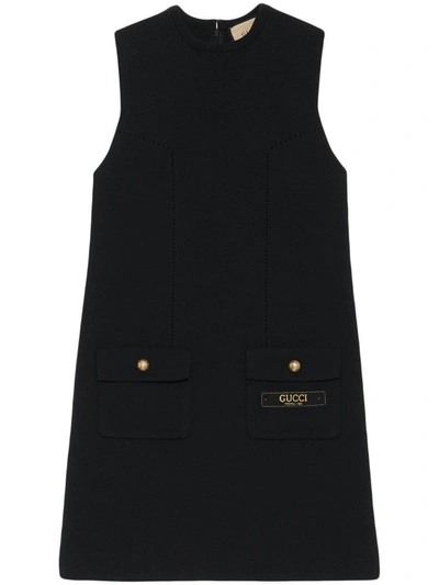 Shop Gucci Wool Sleeveless Dress In Black