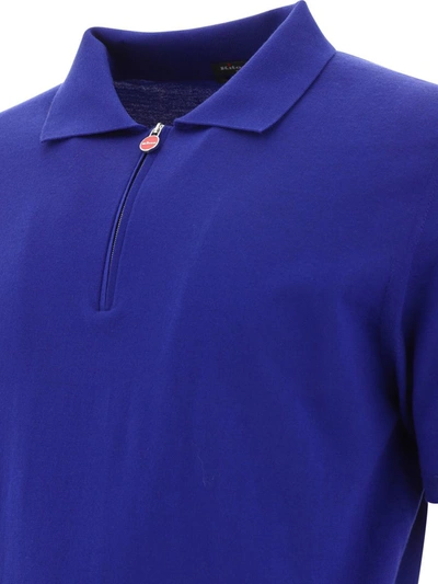 Shop Kiton Half-zip Polo Shirt In Blue