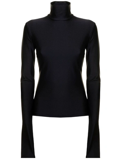 Shop The Andamane Halle Long Sleeve And High Neck Top In Stretch Tech Jersey  Woman In Black