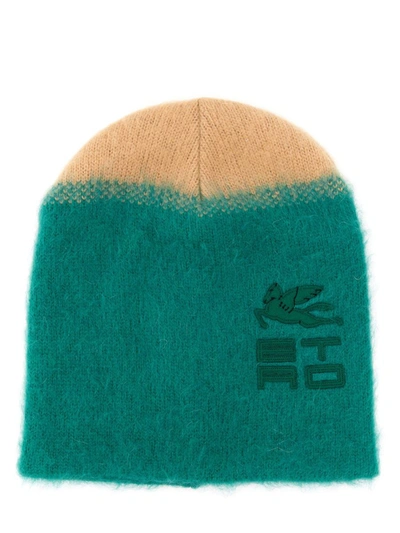 Shop Etro Hat With Logo Patch In Green