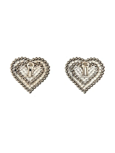 Shop Alessandra Rich Heart Earrings In Silver