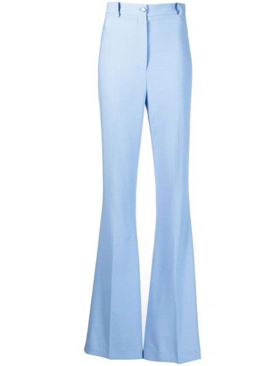 Shop Hebe Studio High-waist Flared Trousers In Light Blue