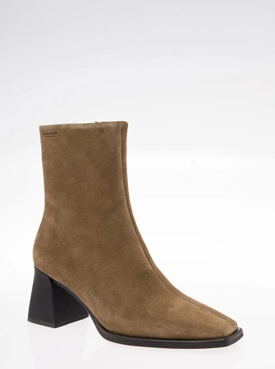 Shop Vagabond Hedda Cow Suede Boots Heel In Beige