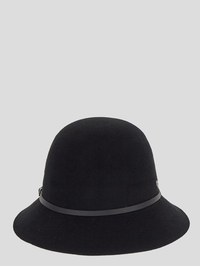 Shop Helen Kaminski Hats In <p> Hat In Black Wool With Leather Trim And Silver-finish Buckle