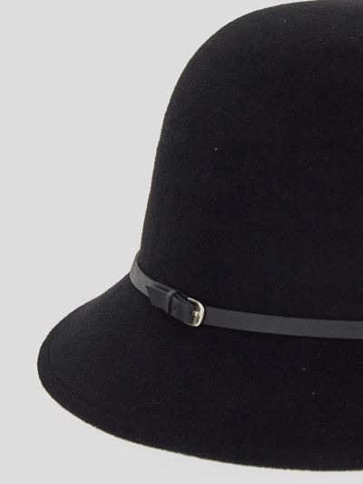 Shop Helen Kaminski Hats In <p> Hat In Black Wool With Leather Trim And Silver-finish Buckle