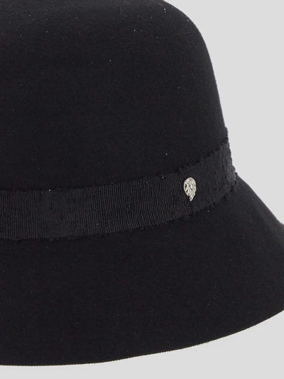 Shop Helen Kaminski Hats In <p> Hat In Black Wool Fleet With Tonal Boucle Ribbon Trim