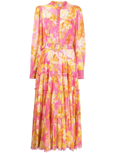 Hemant & Nandita Floral Print Shirt Dress In Pink | ModeSens