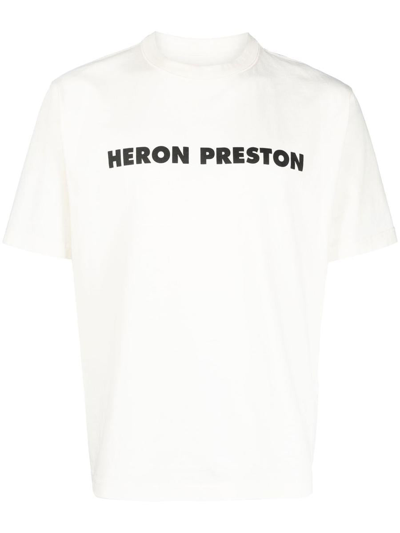 Shop Heron Preston Logo Cotton T-shirt In White