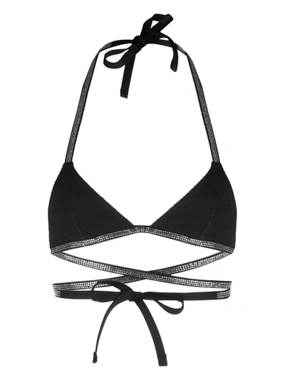 Shop Heron Preston Rhinestone-embellished Bikini Top In Black