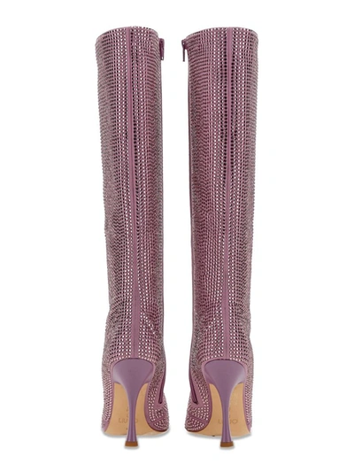 Shop Leonie Hanne X Liu Jo High Boot With Rhinestones In Purple