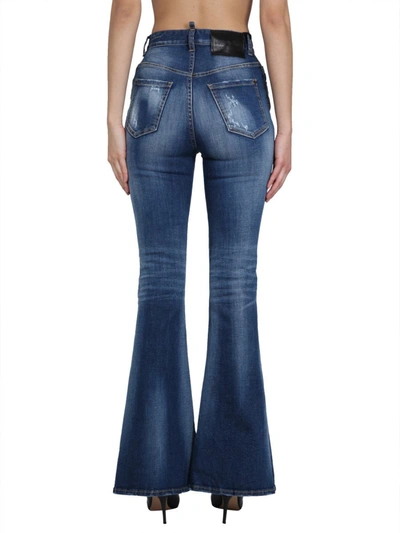 Shop Dsquared2 High Rise Flare Jeans In Blue