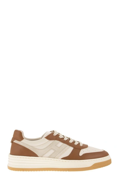 Shop Hogan H630 Leather Sneakers In White/brown