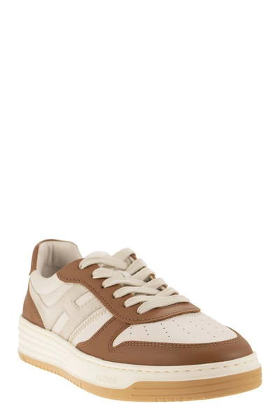 Shop Hogan H630 Leather Sneakers In White/brown