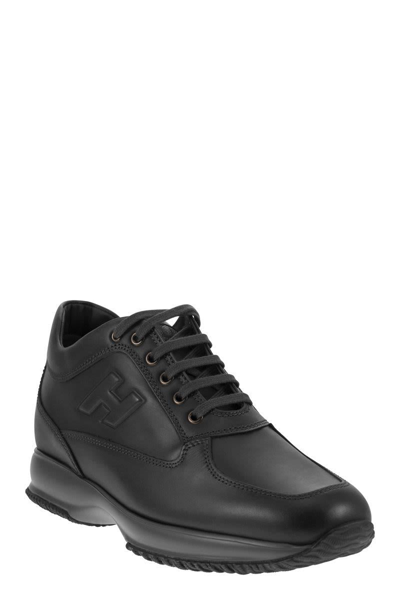 Shop Hogan Interactive - Leather Sneakers In Black