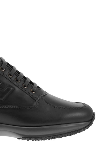 Shop Hogan Interactive - Leather Sneakers In Black