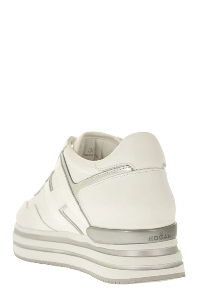 Shop Hogan Midi H483 - Leather Sneakers In White