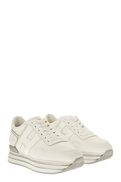 Shop Hogan Midi H483 - Leather Sneakers In White